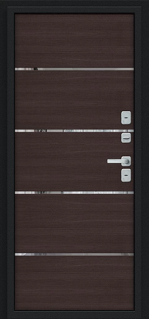 Фото Входная дверь Лайн/BChrome Букле черное/Wenge Melinga BR6212 внутренняя сторона